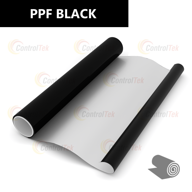 Пленка ControlTek PPF Black GLOSS антигравийная, полиуретановая  (1,52*15м.) черный глянец