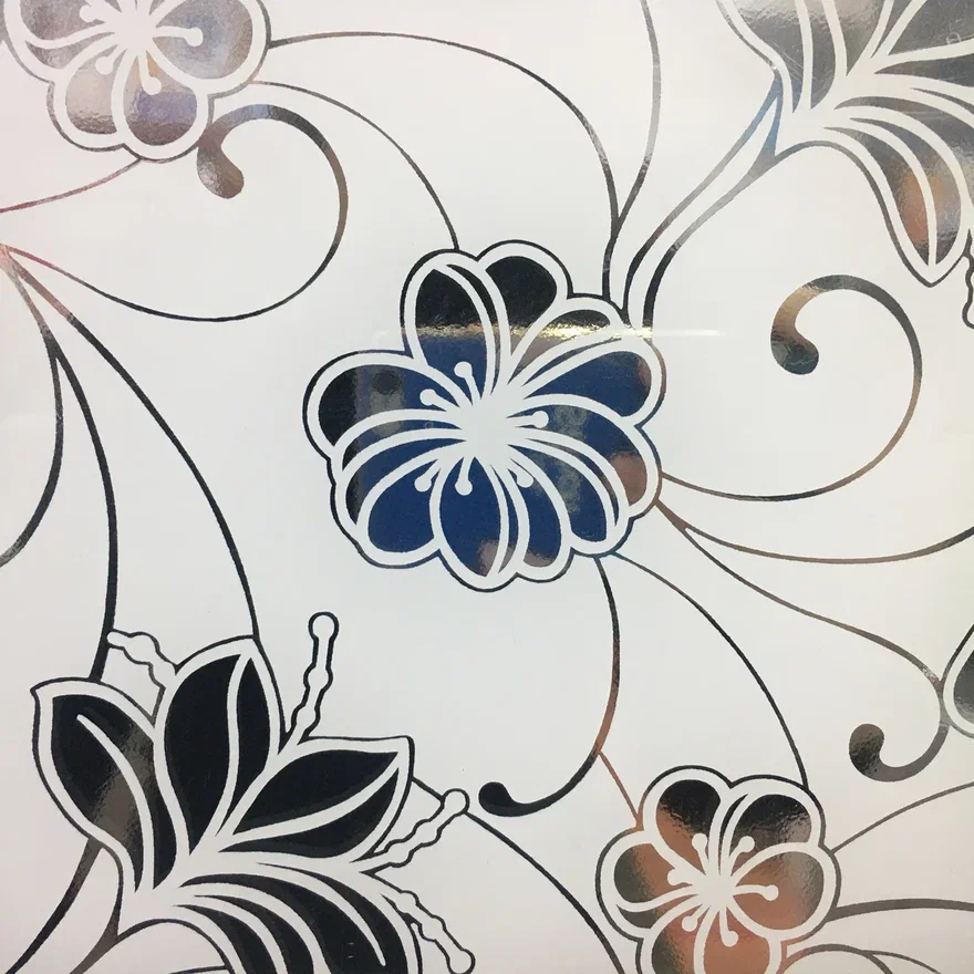 Пленка для стекол (клей с лицевой стороны) белые цветы G7924K, 1,2 м х 50 м