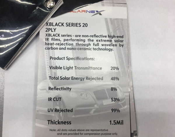 20% Solarnex XBLACK тонировочная пленка