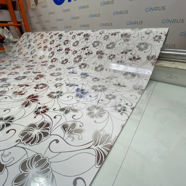 Пленка для стекол (клей с лицевой стороны) белые цветы G7924K, 1,2 м х 50 м