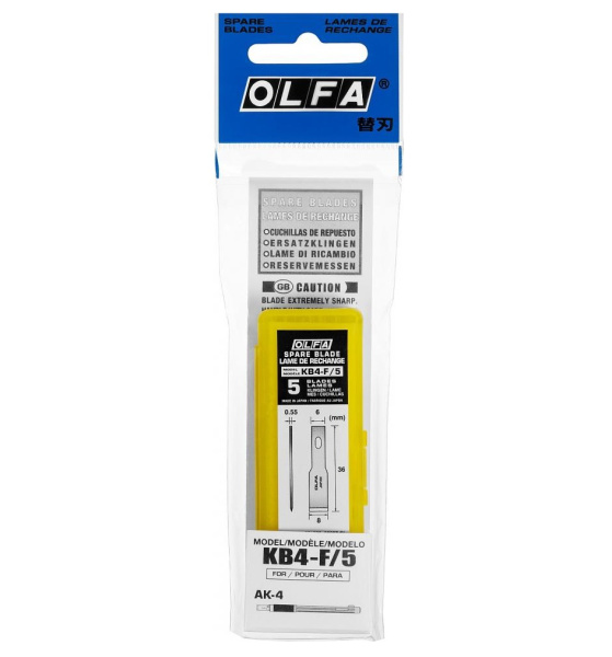 Лезвие Olfa KB4-F/5 лопаточные для ножа АК-4, 5 шт