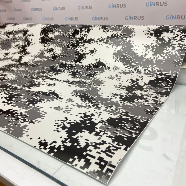 Пленка камуфляж  Черно-белый, пиксельный 110mkm (1,52*30м.)