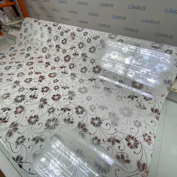 Пленка для стекол (клей с лицевой стороны) белые цветы G7924K, 1,2 м х 50 м
