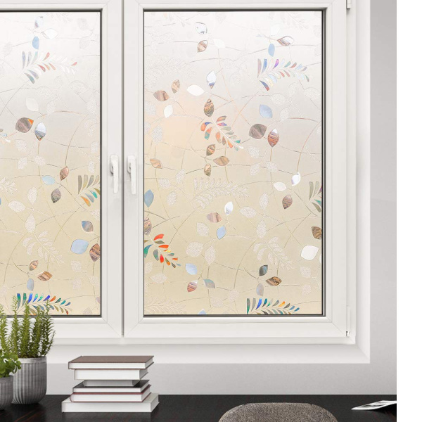 Пленка витражная статическая МН26 90см. х 50м. прозрач листья