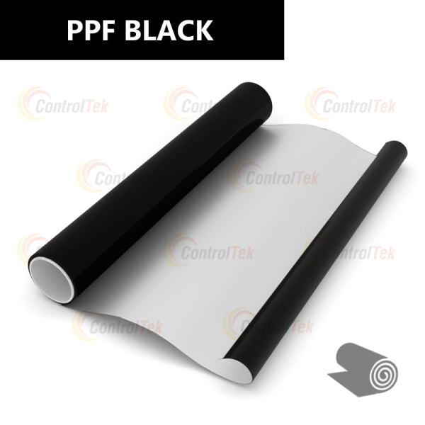 Пленка ControlTek PPF Black GLOSS антигравийная, полиуретановая  (1,52*15м.) черный глянец