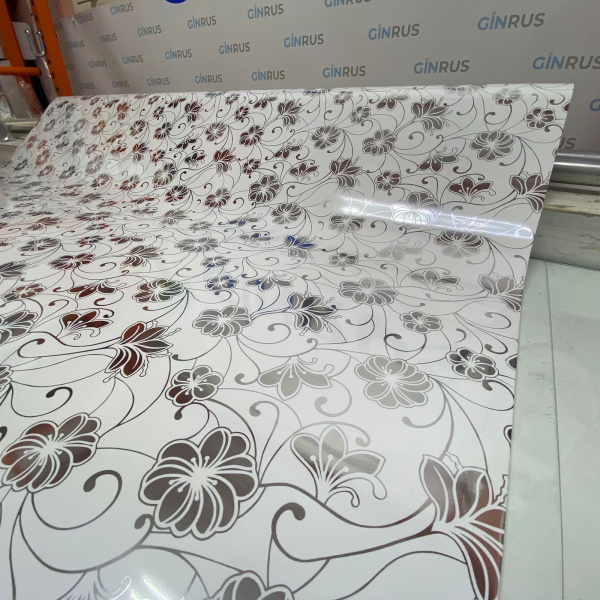 Пленка для стекол (клей с лицевой стороны) белые цветы G7924K, 1,2 м х 50 м