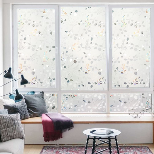 Пленка витражная статическая МН26 90см. х 50м. прозрач листья