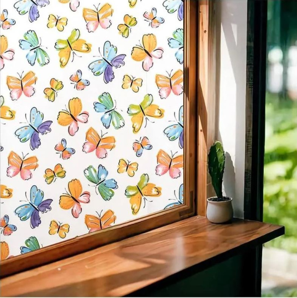 Пленка, статическая витражная бабочки P028 90см*30м