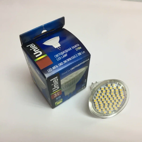 Светодиодная лампа MR16 GU5.3 3W, 12 v, дневного свечения