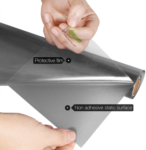 Пленка витражная статическая МН39-G серая матовая 90см. х 50м.