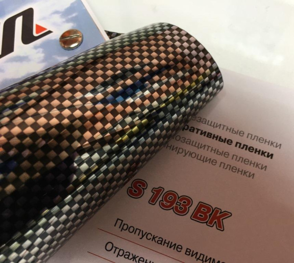 Декоративная пленка USB S 193BK, шахматы черные под карбон
