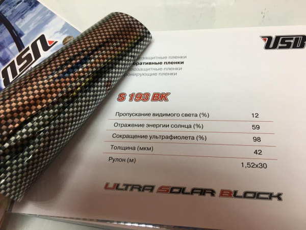 Декоративная пленка USB S 193BK, шахматы черные под карбон