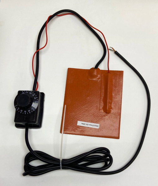 Нагревающая пластина 152*127мм 12v 100w 3М скотч, провод 2м, контроллер с регулировкой от 0 до 120 С