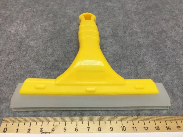 Ручка держатель с резиной, скребок, водосгон мягкий, желтый s011